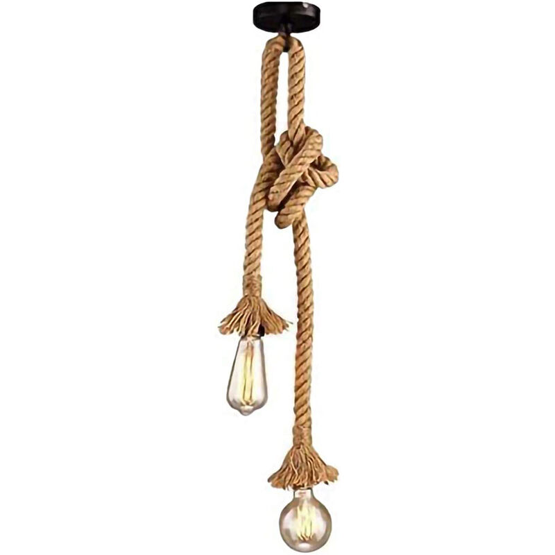 foto del prodotto gotrays lampadario a doppia testa lampadario in corda di canapa lampada da soffitto industriale lampada da soggiorno per la casa balcone sala da