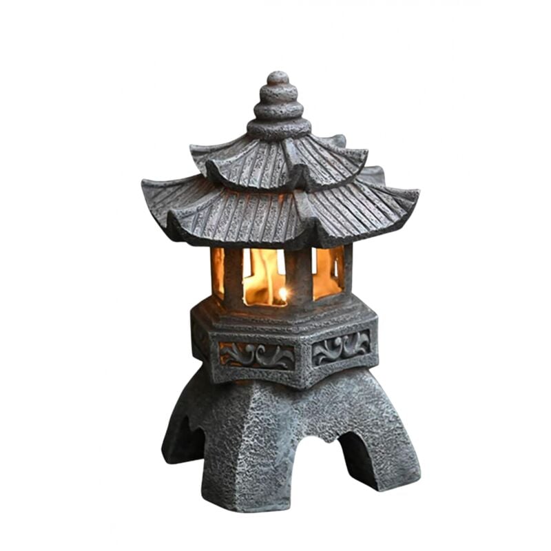 foto del prodotto gotrays lanterna a pagoda alimentata ad energia solare, ornamenti da giardino in stile giapponese, pagoda vintage luminosa e autosufficiente