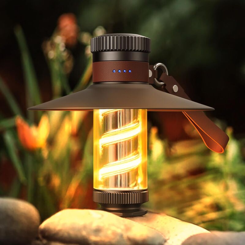 foto del prodotto gotrays lanterna da campeggio ricaricabile, lampada da campeggio led retr ricaricabile, 4 modalit di luminosit dimmerabile continua, luce