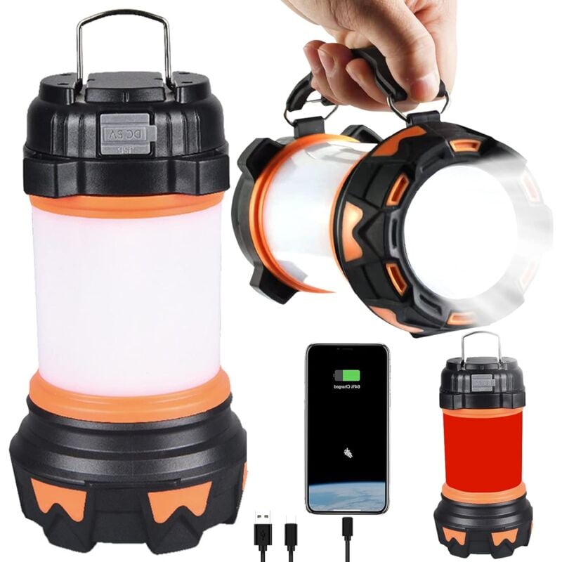 foto del prodotto gotrays lanterna led ricaricabile, 1000 lumen 4000mah 360 lampada da campeggio, faretto led portatile ricaricabile, ultra potente, 6 modalit di