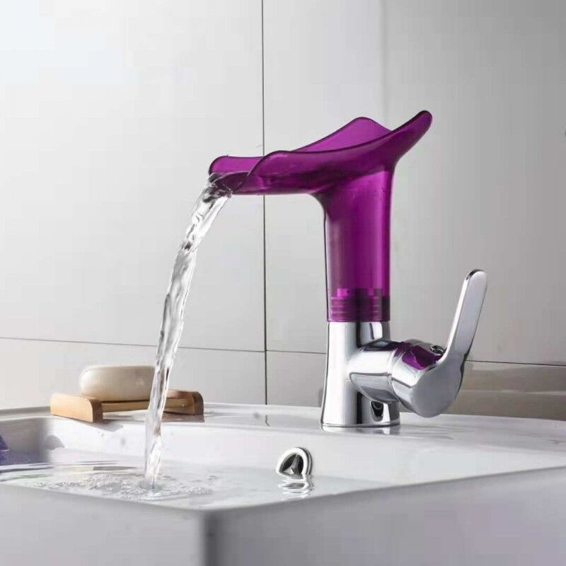 foto del prodotto gotrays lavandino a cascata in rame, acqua calda e fredda, mobiletto per il bagno, rubinetto per lavabo da appoggio, viola