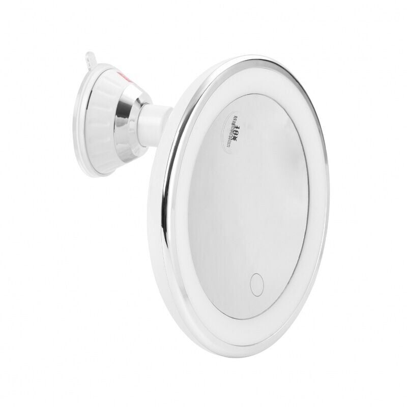 foto del prodotto gotrays lente d ingrandimento illuminata a led 10x con ventosa, o specchio da viaggio con luce naturale dimmerabile per bagno, viaggio, ricarica