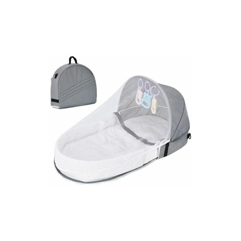 foto del prodotto gotrays lettino da viaggio per bambini con baldacchino e zanzariera, lettino pieghevole per bambini con zanzariera, lettino da viaggio bionico in