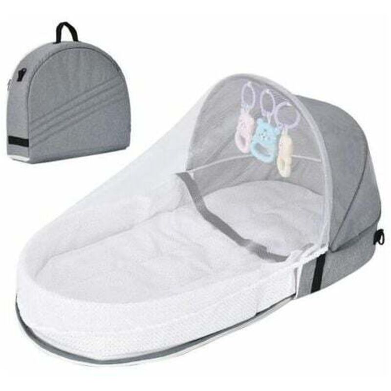 foto del prodotto gotrays - lettino da viaggio per bambini con baldacchino e zanzariera, lettino pieghevole per bambini con zanzariera, lettino da viaggio bionico in cotone traspirante, nido accogliente anti-zanzare, lettino por