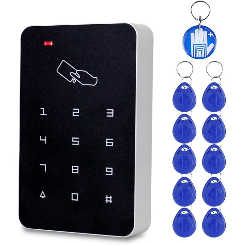 foto del prodotto gotrays lettore di schede di controllo accessi autonomo rfid con tastiera 10 chiavi tk4100 per sistema di sicurezza per casa appartamento fabbrica