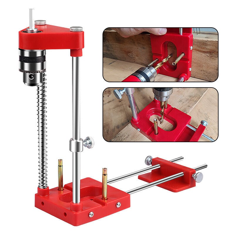 foto del prodotto gotrays localizzatore di foratura pratico rosso, ferramenta per mobili, localizzatore di foratura di precisione, posizionamento regolabile per la