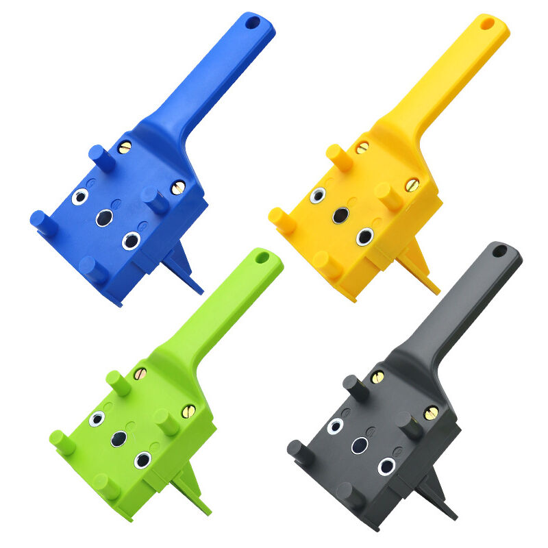 foto del prodotto gotrays localizzatore di fori dritti per lavorazione del legno in 4 pezzi, localizzatore di fori in plastica abs, localizzatore di foratura per