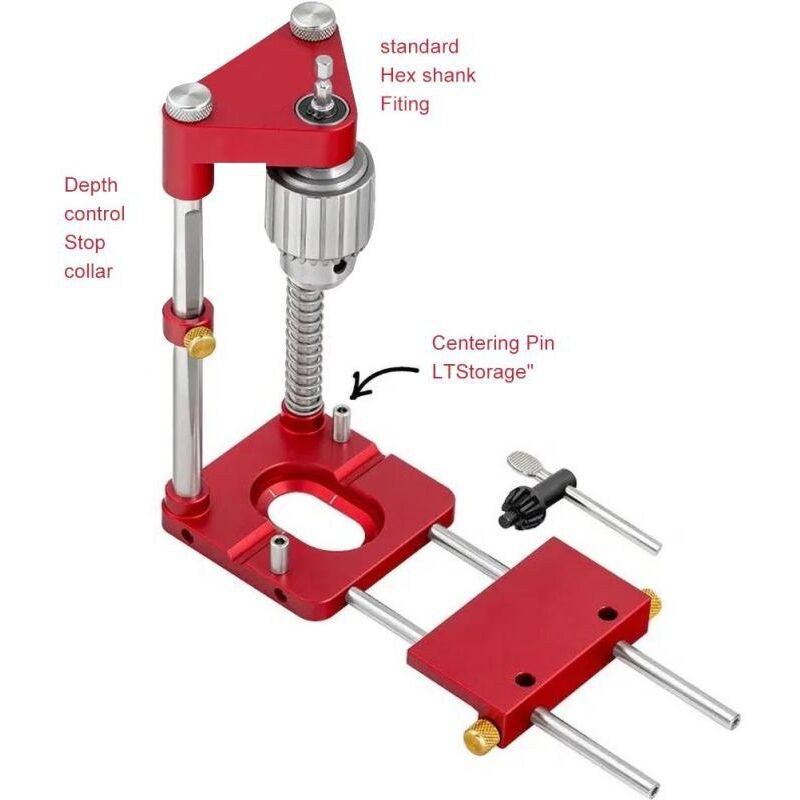 foto del prodotto gotrays localizzatore per trapano a nastro, localizzatore per lavorazione del legno 1 pz base in lega di alluminio rossa
