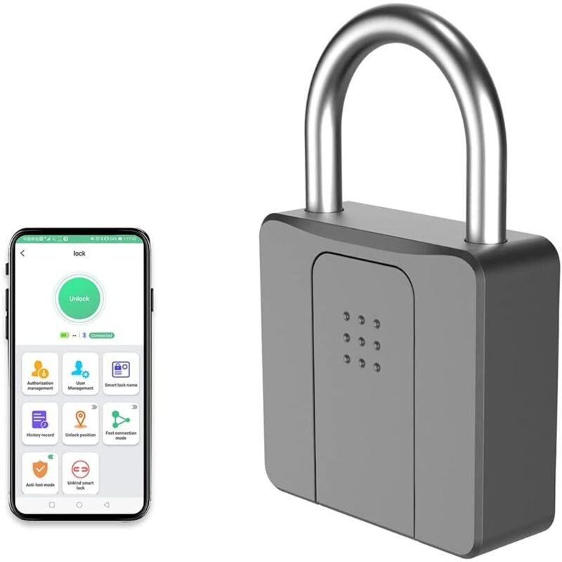 foto del prodotto gotrays lucchetto con impronta digitale, lucchetto bluetooth, app mobile, lucchetto intelligente con biometria senza chiave, resistente all acqua,