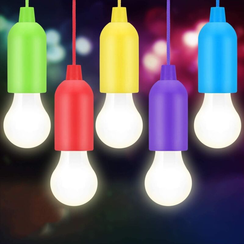 foto del prodotto gotrays luce a led con cordino, luce portatile da 5 pezzi, lampadina a led alimentata a batteria per escursionismo, pesca, ufficio, campeggio,