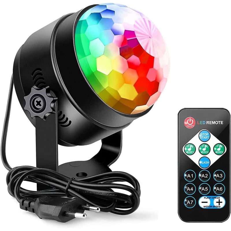 foto del prodotto gotrays luce da festa a led con palla da discoteca rotante a 360 attivata dalla musica
