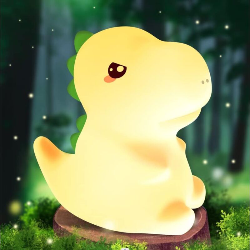 foto del prodotto gotrays luce notturna a forma di dinosauro per bambini, ricaricabile, luce notturna per adulti, led in silicone portatile, touch, usb