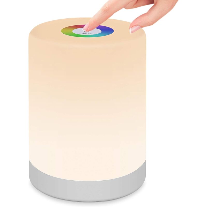 foto del prodotto gotrays luce notturna intelligente, luce notturna a led con sensore tattile con luce rgb, maniglia e modalit sos per camera da letto, ufficio,