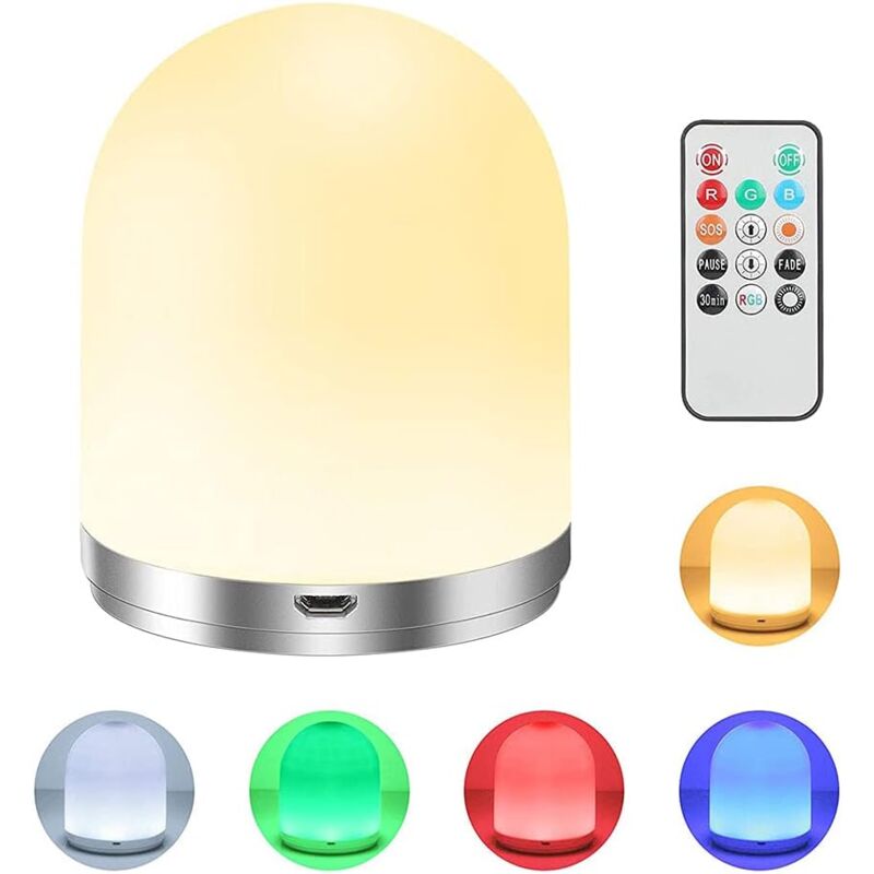 foto del prodotto gotrays luce notturna, lampada da comodino per bambini, telecomando, funzione timer ricaricabile tramite usb, cambio colore rgb