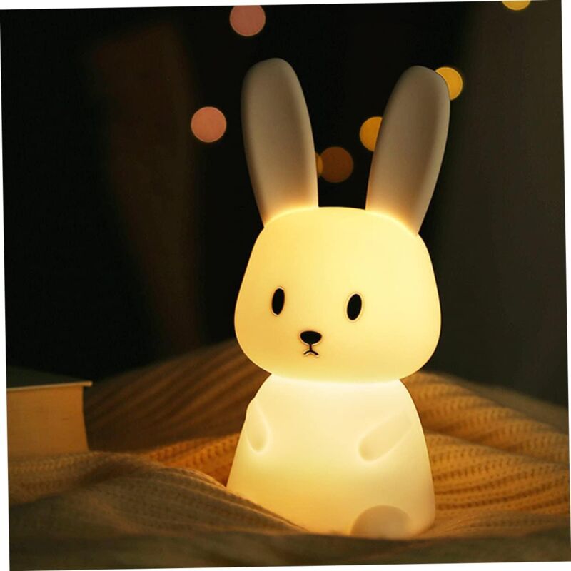 foto del prodotto gotrays luce notturna per bambini lampada a led a forma di coniglio carino lampada a forma di animale portatile che cambia colore lampada da notte