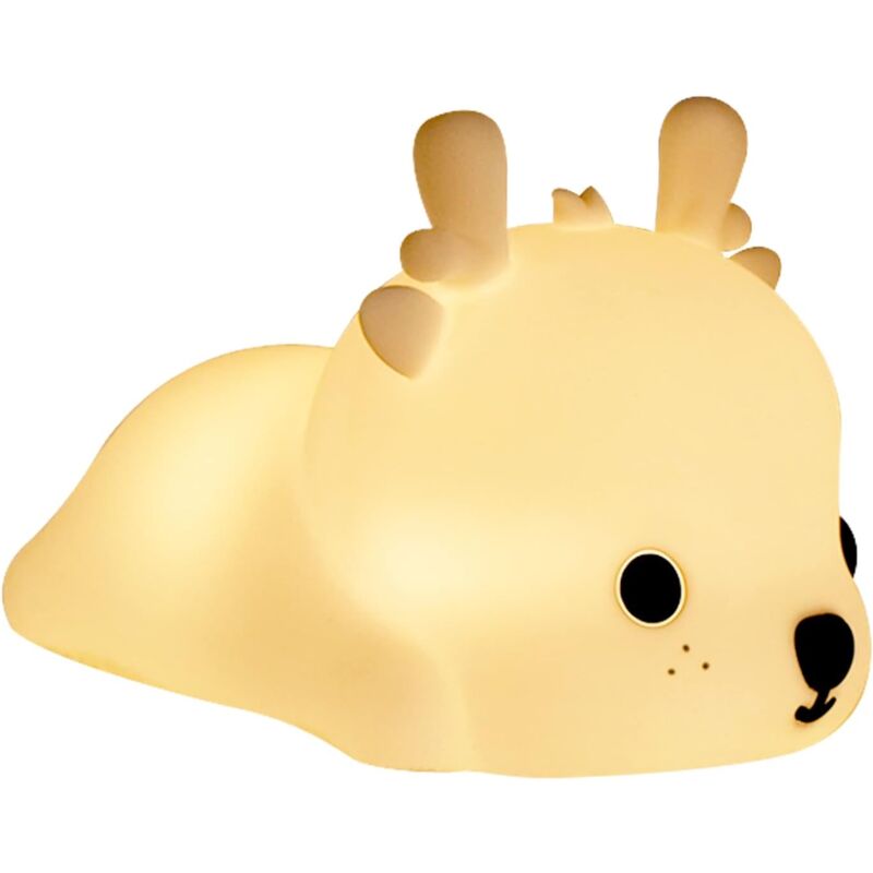 foto del prodotto gotrays luce notturna per bambini, lampada da comodino a forma di cerbiatto con 12 cambi di luce, lampada led ricaricabile in silicone,