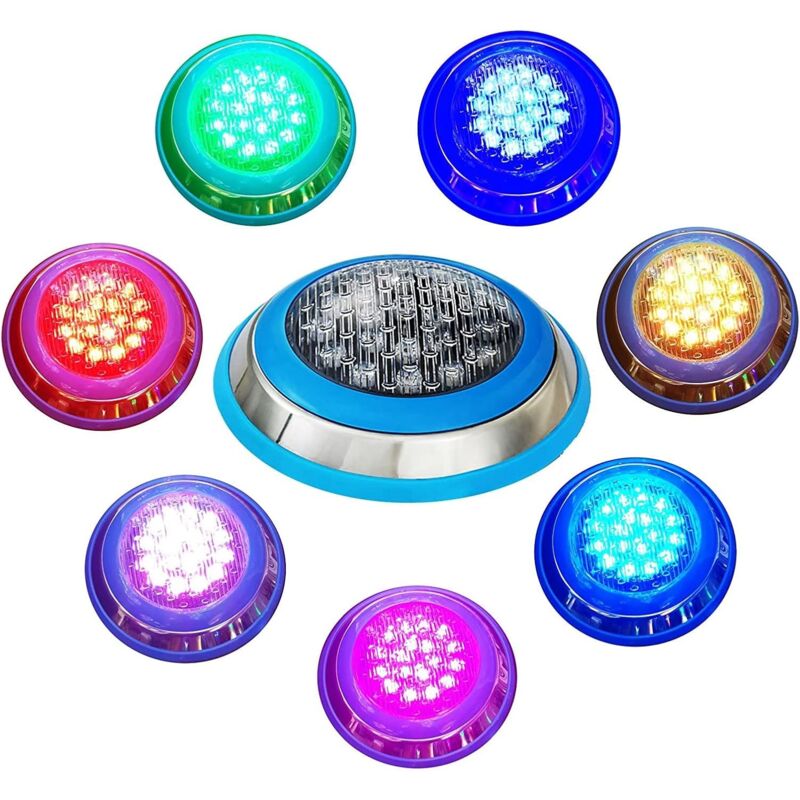 foto del prodotto gotrays luce per piscina a led, luce per piscina, luce subacquea per piscina con cambio colore rgb da 45 w in acciaio inossidabile, luce per