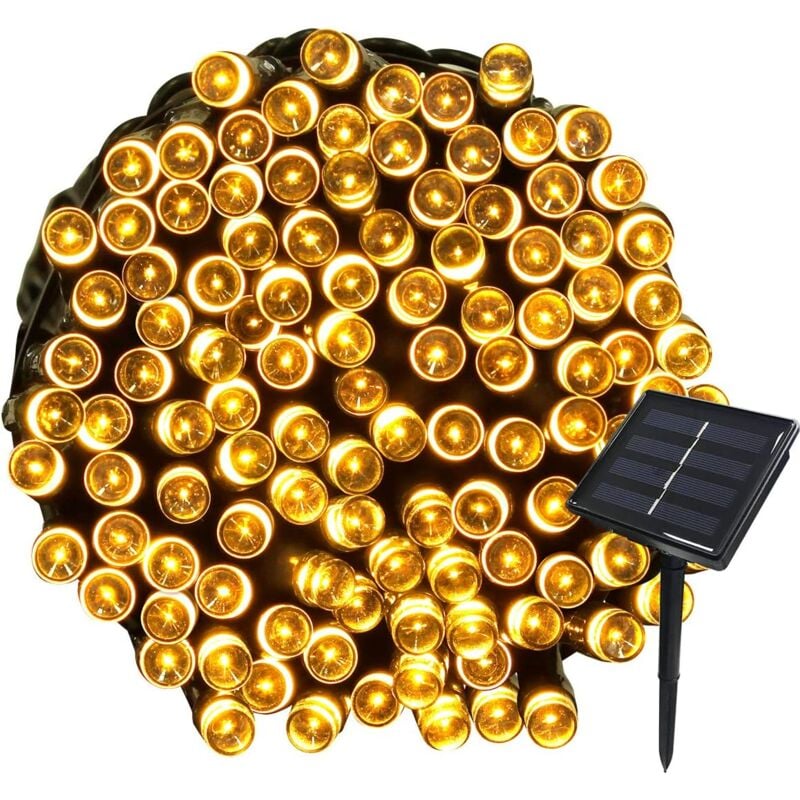 foto del prodotto gotrays luci solari da fata da 22 m, 200 led, 8 luci a stringa, ideali per feste, matrimoni, compleanni e giardini all aperto bianco caldo, 1