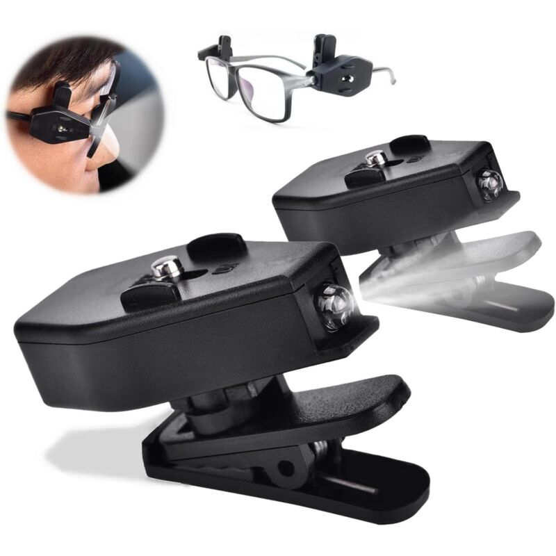foto del prodotto gotrays mini luce di lettura con clip a led, luce con clip per occhiali di sicurezza, occhiali da lettura da campeggio, lampada da pesca,