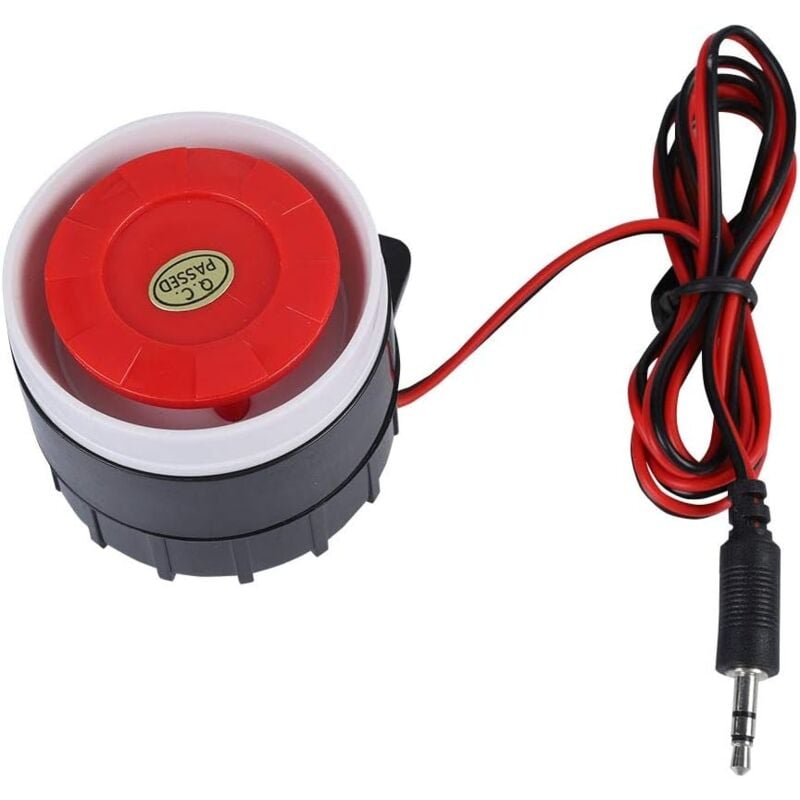 foto del prodotto gotrays mini sirena rossa con filo, sistema di allarme acustico per la sicurezza domestica, sirena da 120 db, dc 12 v, allarme forte