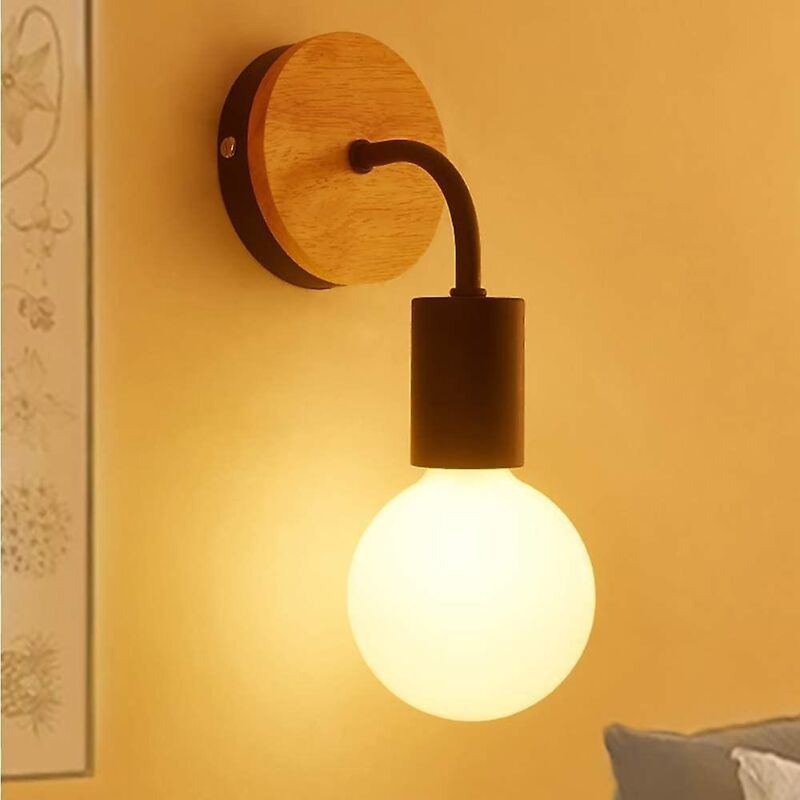 foto del prodotto gotrays moderna edison e27 contemporanea lampada da parete in metallo a led in legno tipo giallo caldo