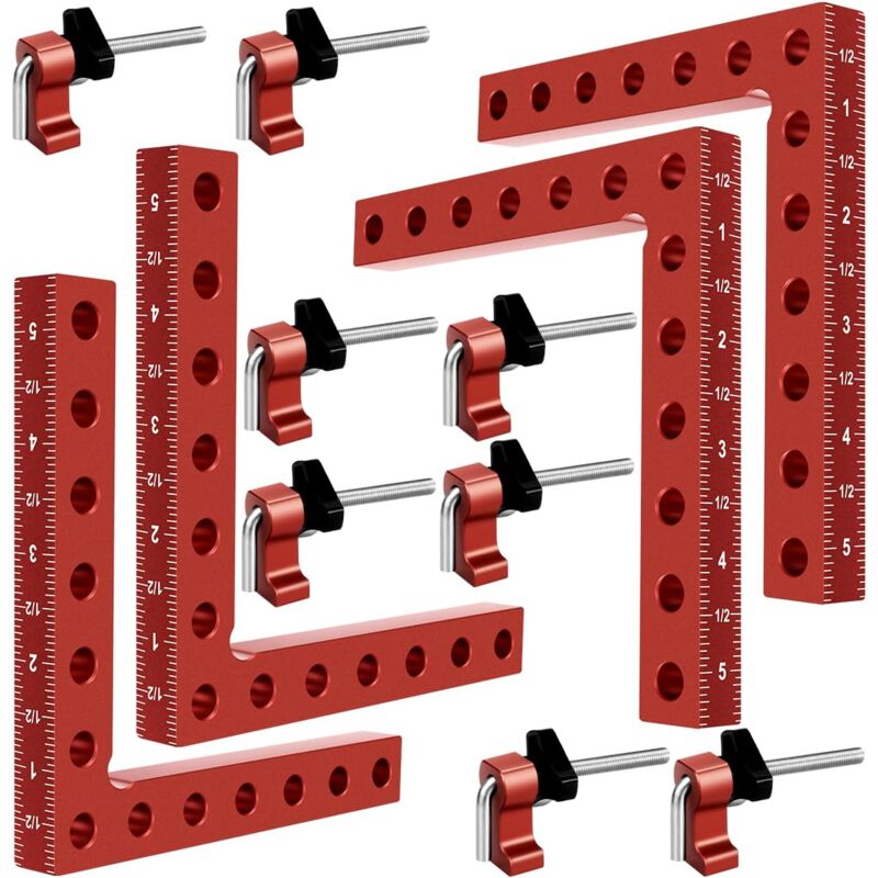 foto del prodotto gotrays morsetto a 90 gradi, morsetto per mobili, rinforzo angolare in alluminio 5,5 x 5,5 14 x 14 cm , morsetto angolare per utensili per