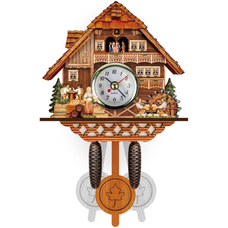 foto del prodotto gotrays orologio a cuc in legno con pendolo orologio da parete decorazione per soggiorno camera da letto bar ristorante hotel, cm0011