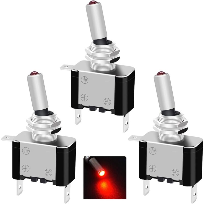 foto del prodotto gotrays pezzi 12v 20a on off 2 posizioni 3 pin spst interruttore a bilanciere 12v interruttore a levetta, per auto barca camion asw 07dr, led rosso