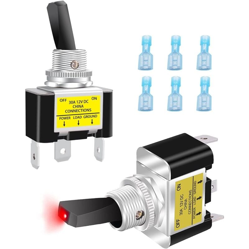 foto del prodotto gotrays pezzi on off interruttore a bilanciere 12v 30a 3 terminali interruttore a levetta 2 posizioni spst per auto camion barca asw 07d 2 r dz,