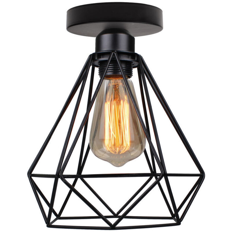 foto del prodotto gotrays plafoniera design retr , plafoniera moderna, stile industriale retr , metallo nero, diametro 20 cm, per lampadina e27, altezza 25 cm