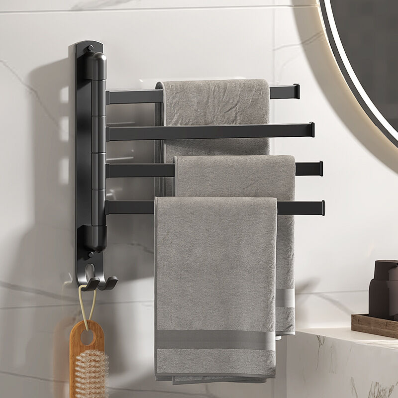 foto del prodotto gotrays portasciugamani da bagno con 4 barre portasciugamani portasciugamani girevole a 180 in acciaio inox sus304 33 cm barra portasciugamani a
