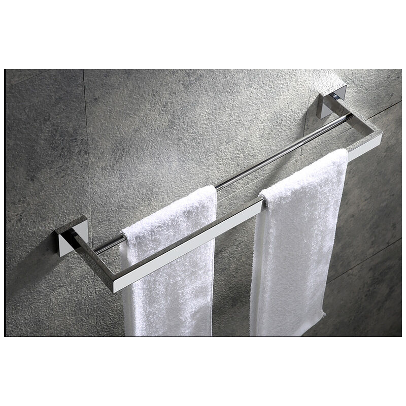 foto del prodotto gotrays portasciugamani da parete per bagno, doppio portasciugamani, cromo lucido, 60 cm