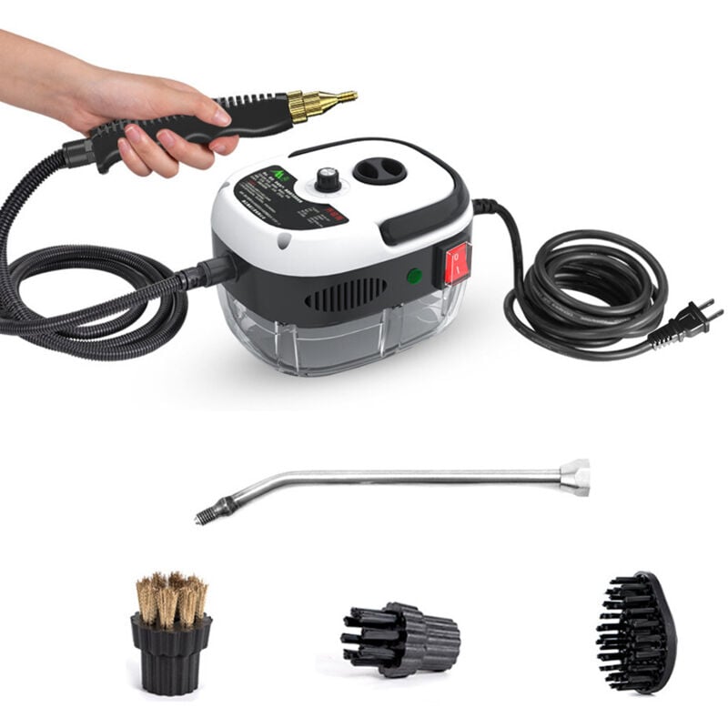 foto del prodotto gotrays pulitore a vapore portatile da 2500 w, macchina per la pulizia a vapore pressurizzato ad alta temperatura con testine a spazzola per