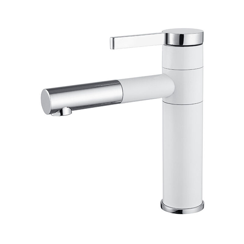 foto del prodotto gotrays rubinetti per lavabo da bagno miscelatore per lavabo con beccuccio girevole a 360 rubinetti per acqua calda e fredda, argento bianco