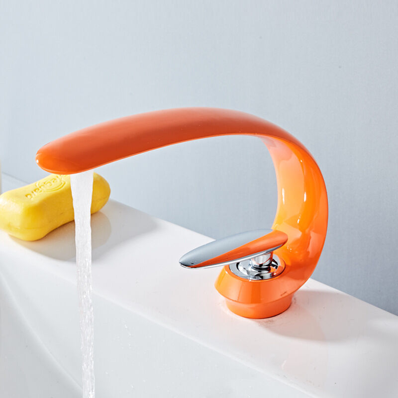 foto del prodotto gotrays rubinetti per lavabo da bagno miscelatore per lavabo in ottone monoforo gru per lavabo rubinetto per lavabo art, arancione