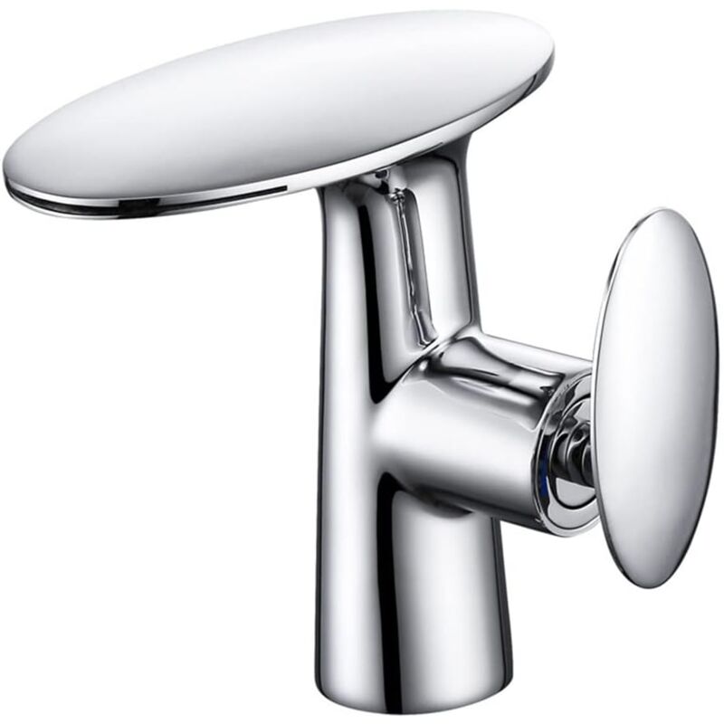 foto del prodotto gotrays rubinetti per lavabo in ottone bianco, rubinetto per bagno a cascata, maniglia singola, acqua calda e fredda, miscelatore per lavabo da