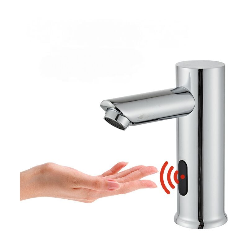 foto del prodotto gotrays rubinetto automatico con sensore a infrarossi, induzione, rubinetto per bagno, risparmio idrico, lavandino, a batteria, cromato