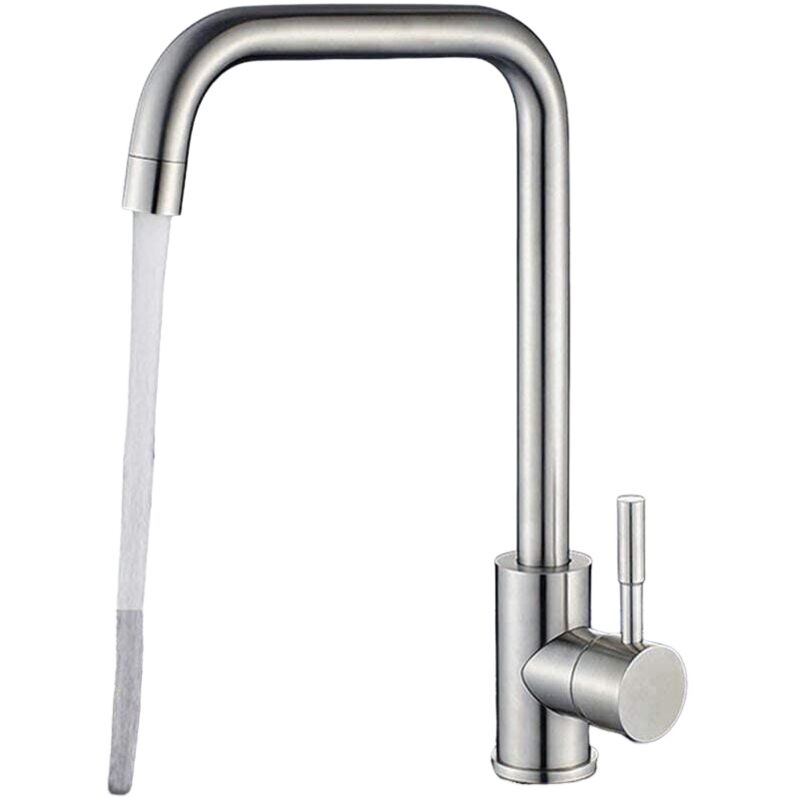 foto del prodotto gotrays rubinetto da cucina miscelatore monocomando per lavello beccuccio girevole a 360 ottone resistente acciaio inossidabile spazzolato