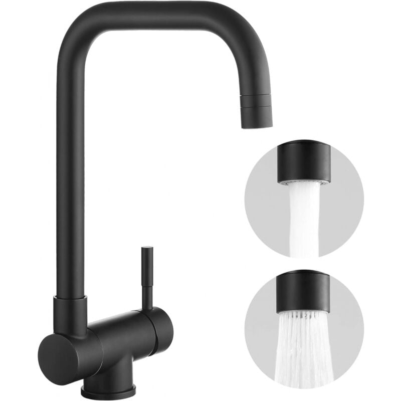 foto del prodotto gotrays rubinetto da cucina pieghevole nero, rubinetto da cucina pieghevole nero a 180 sotto la finestra, rubinetto da cucina pieghevole con 2