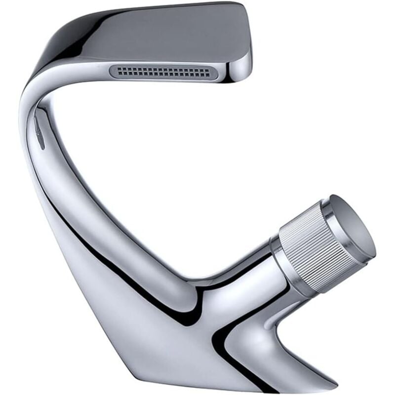 foto del prodotto gotrays rubinetto miscelatore per acqua calda e fredda a cascata per bagno con maniglia zigrinata, in ottone opaco cromo, argento