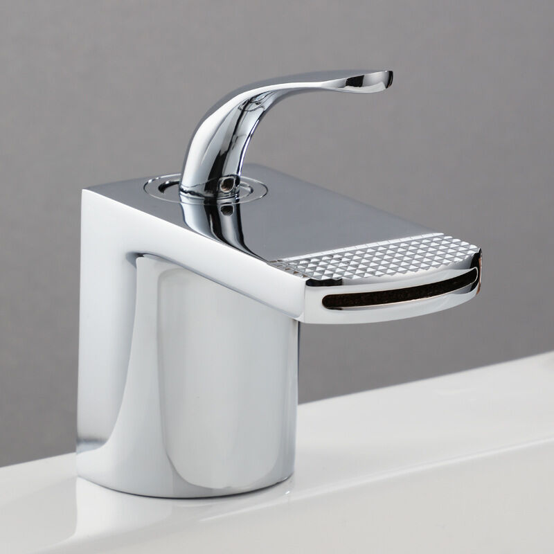 foto del prodotto gotrays - rubinetto per lavabo a cascata rubinetto per bagno domestico rubinetto caldo e freddo rubinetti per bagno bianchi creativi, argento