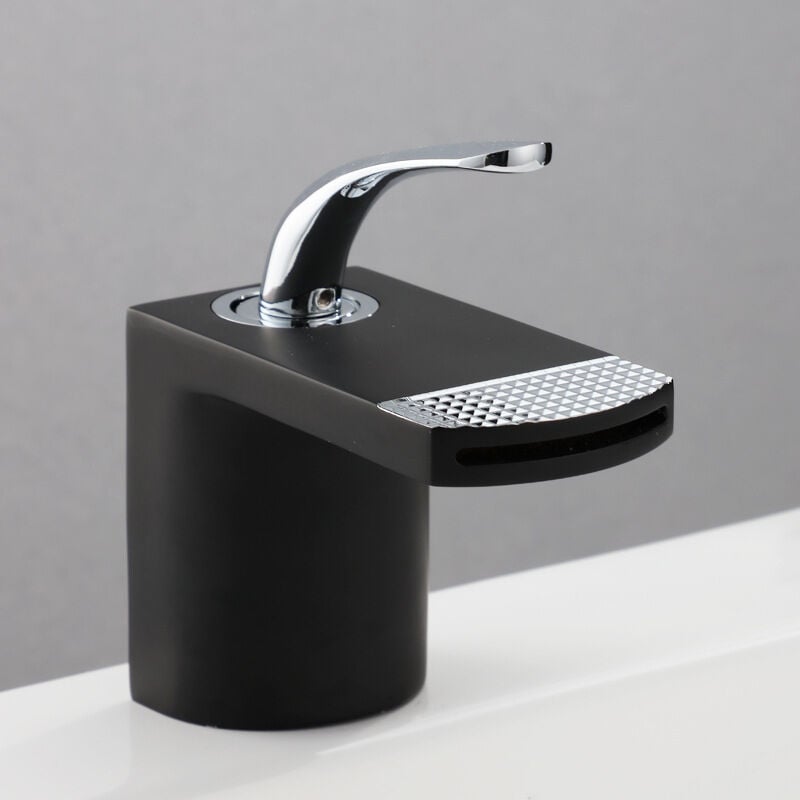 foto del prodotto gotrays - rubinetto per lavabo a cascata rubinetto per bagno domestico rubinetto caldo e freddo rubinetti per bagno bianchi creativi, neri e argento