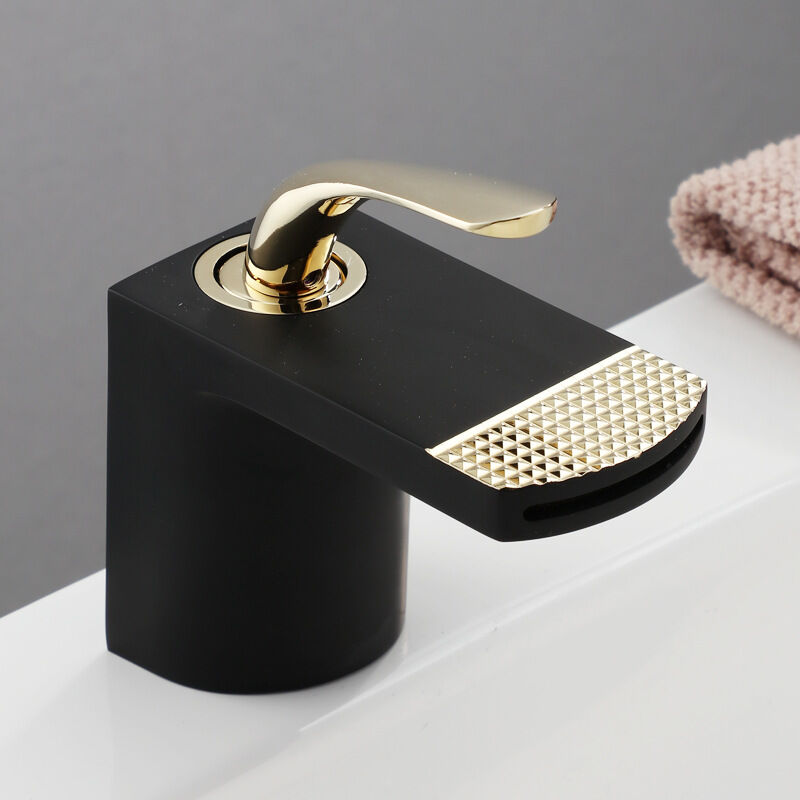 foto del prodotto gotrays - rubinetto per lavabo a cascata rubinetto per bagno domestico rubinetto caldo e freddo rubinetti per bagno bianchi creativi, neri e oro