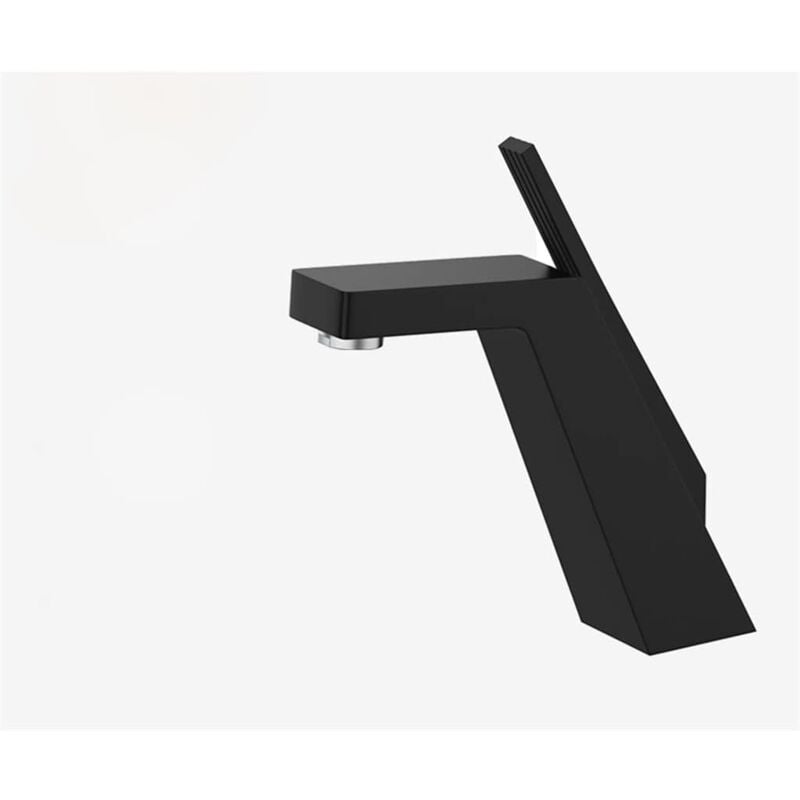 foto del prodotto gotrays rubinetto per lavabo con superficie nera cromata, monoforo, miscelatore per acqua calda e fredda per bagno, rubinetti crane, nero