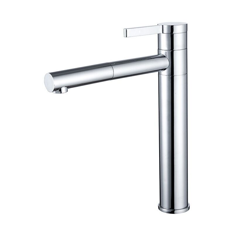 foto del prodotto gotrays rubinetto per lavabo, tutto in rame, rubinetto per lavabo caldo e freddo, rubinetto estraibile girevole a 360 gradi, argento