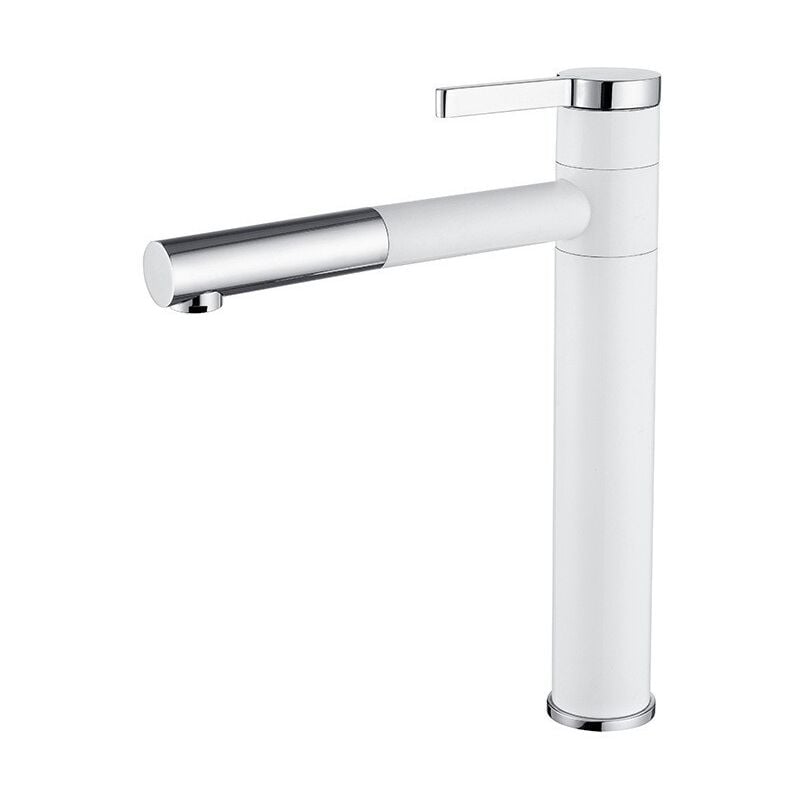 foto del prodotto gotrays rubinetto per lavabo, tutto in rame, rubinetto per lavabo caldo e freddo, rubinetto estraibile girevole a 360 gradi, bianco