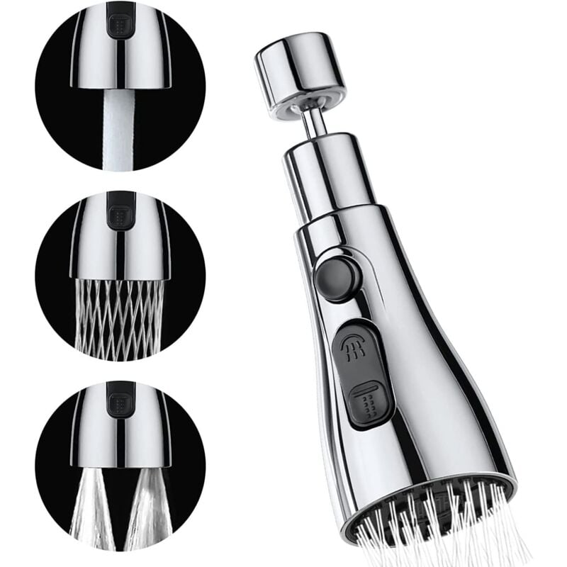 foto del prodotto gotrays rubinetto per lavello da cucina, miscelatore per lavello da cucina girevole a 360 gradi, testa del rubinetto da cucina con adattatore,