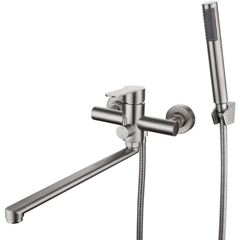 foto del prodotto gotrays rubinetto per vasca con doccetta rotonda miscelatore in acciaio inox spazzolato rubinetto per doccia per bagno