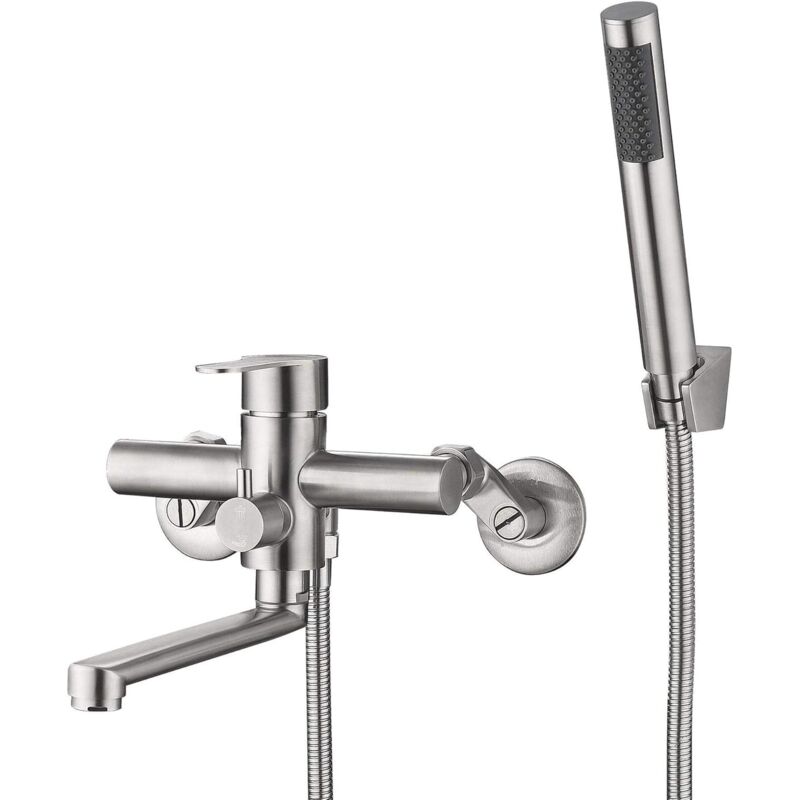 foto del prodotto gotrays rubinetto per vasca da bagno a parete in acciaio inossidabile con doccetta flessibile e tubo flessibile per doccia miscelatore monocomando