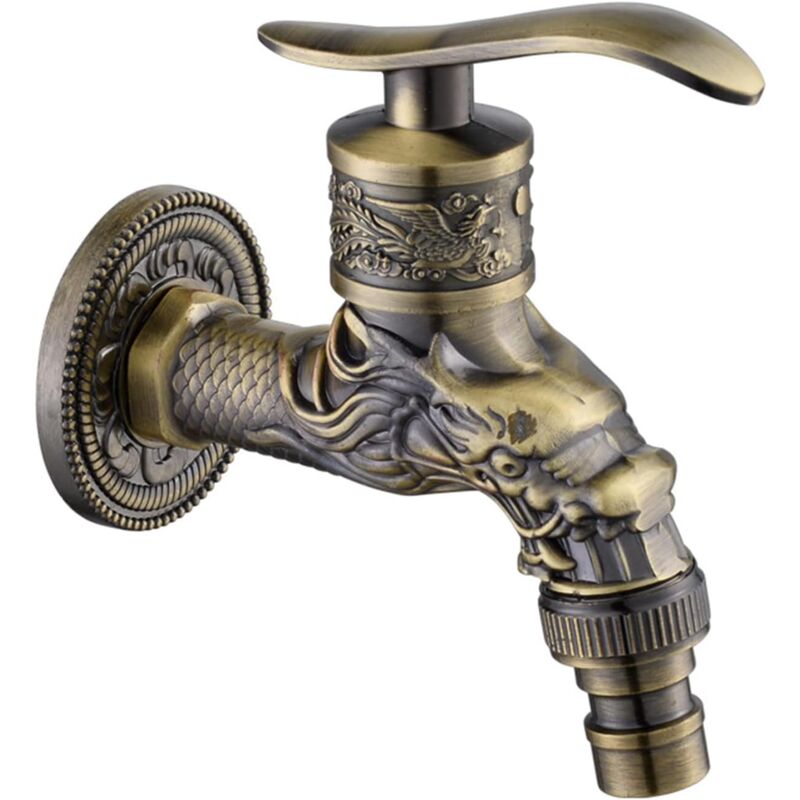 foto del prodotto gotrays rubinetto vintage, rubinetto dell acqua in lega di zinco con taglio a drago, rubinetto da parete in ottone anticato da 1 2 pollice,